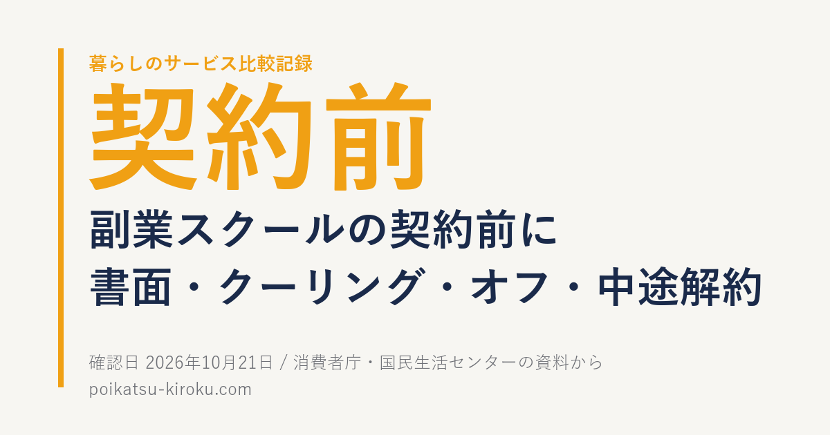副業スクールの契約前に・書面・クーリング・オフ・中途解約